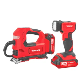 کیت کمپرسور فندکی و چراغ قوه شارژی 20ولت توسن مدل 9799